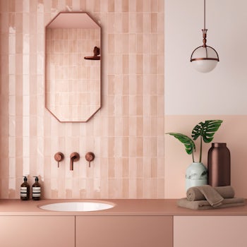 Aruba Blush Pink Gloss Bathroom Setting 2 Medium New A Full