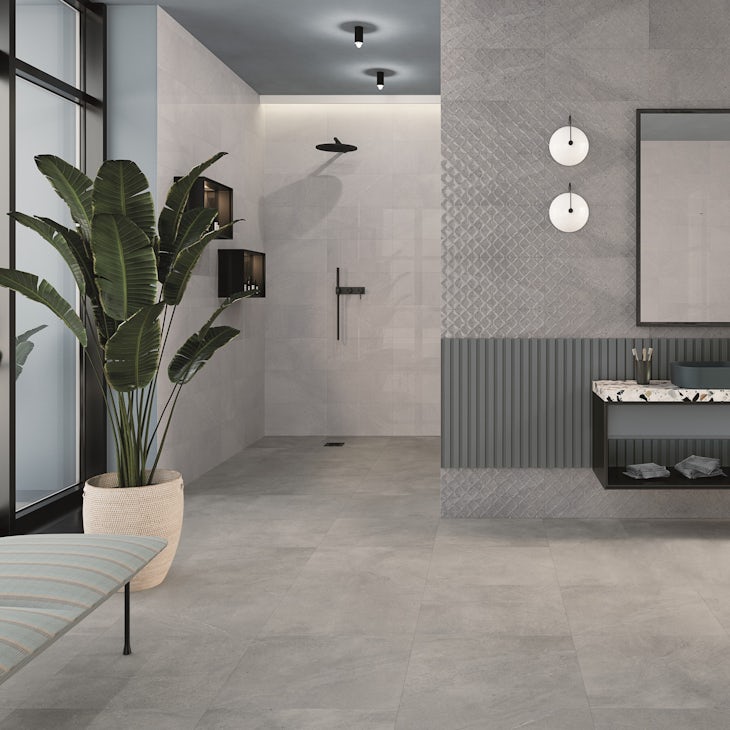 Fontwell Grey Rel Wall PEARL Grey Wall Grey Floor setting Large square