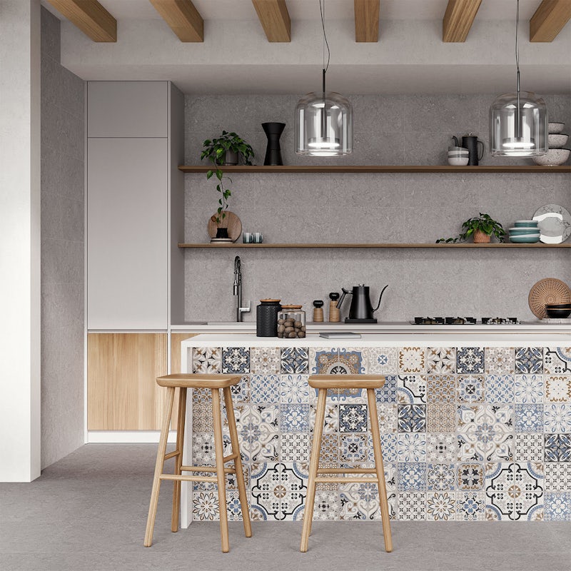 Make a small kitchen feel large with tiles