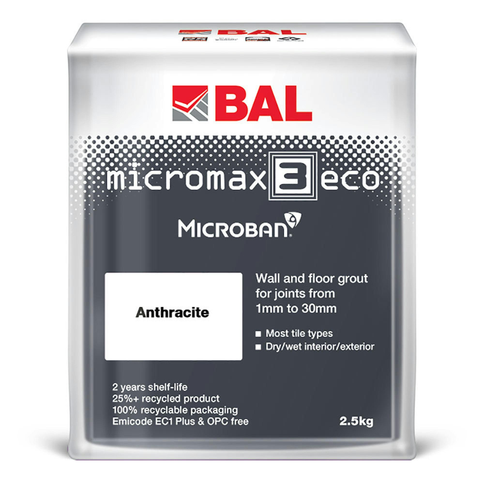 2.5kg BAL Micromax 3 Eco Anthracite Grout