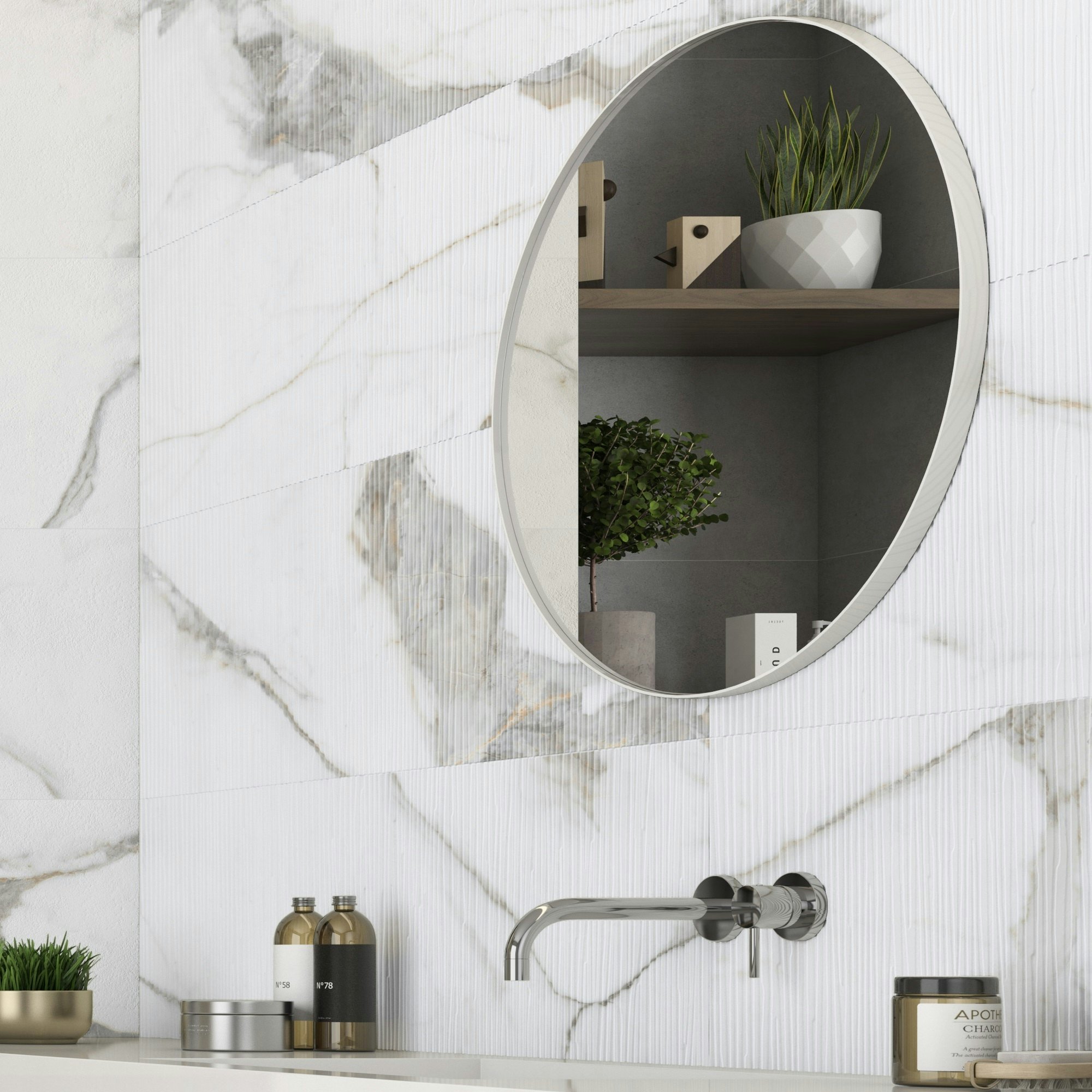 Avenza White Marble Effect Textured Decor Wall Tile