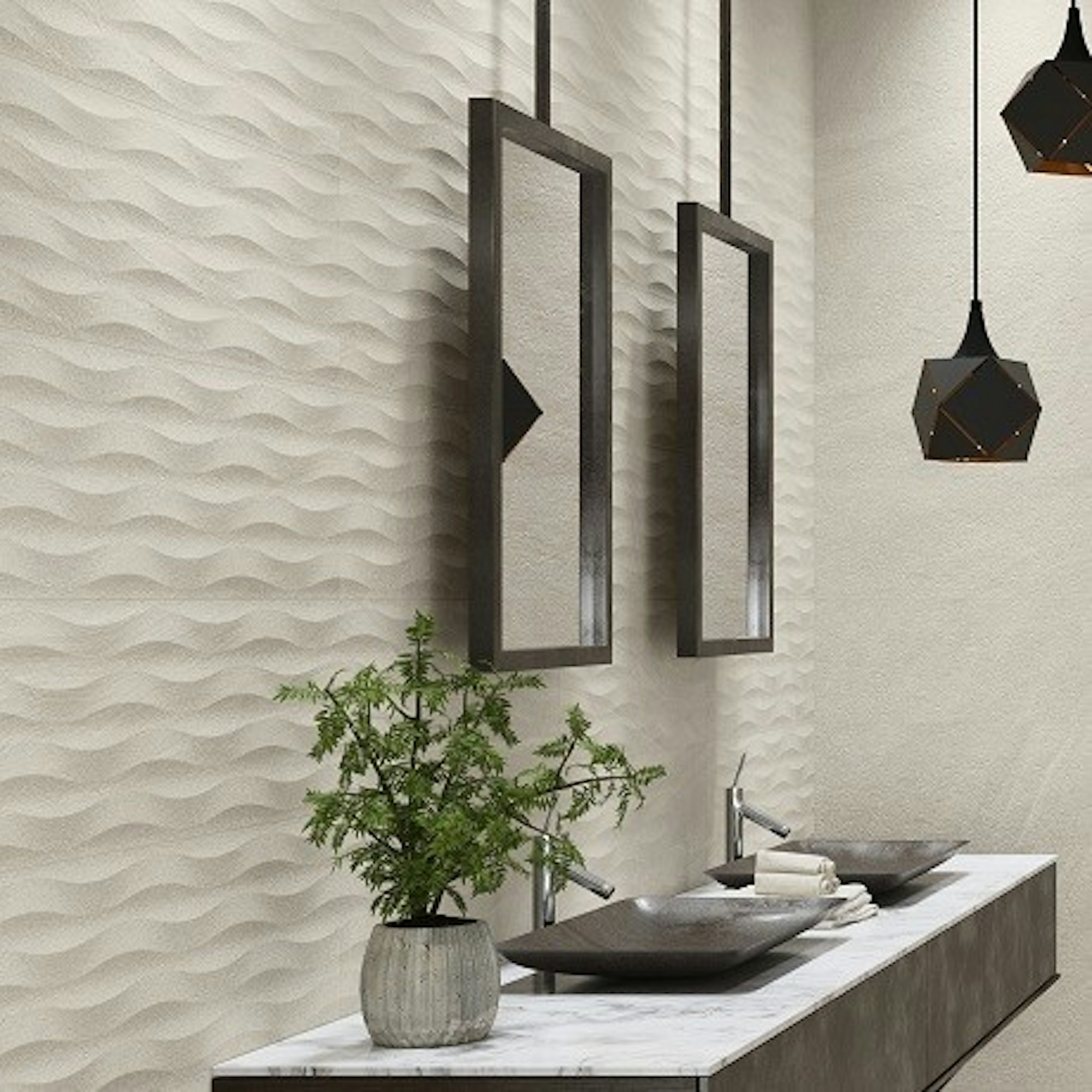 New York Cream Wave Decor Tiles